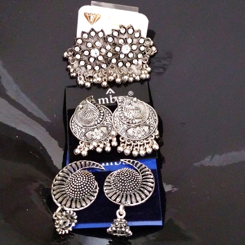 Three beautiful oxidized earrings.